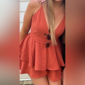 Orange Sleeveless Asymmetrical Dress